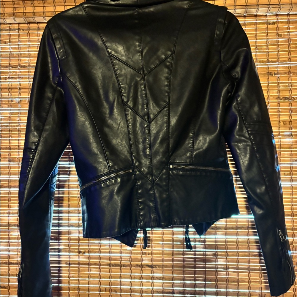 Lulu's Black Leather Jacket with Zipper Details - Picture 2 of 3